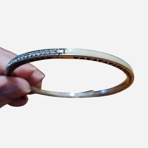 Pandora Silver 925 Radiant Hearts  Bangle Bracelet Half Enamel Half  Rhinestones